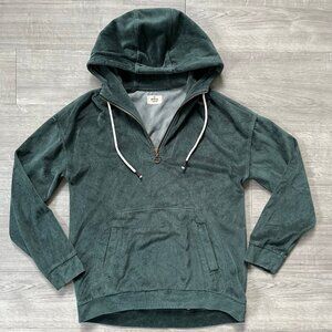 Marine Layer Prague Quarter-Zip Velour Hoodie XS Green Gables